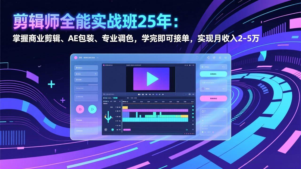 （17294期）剪辑师全能实战班25年：掌握商业剪辑、AE包装、专业调色，学完即可接单，实现月收入2-5万-佳佳云创网
