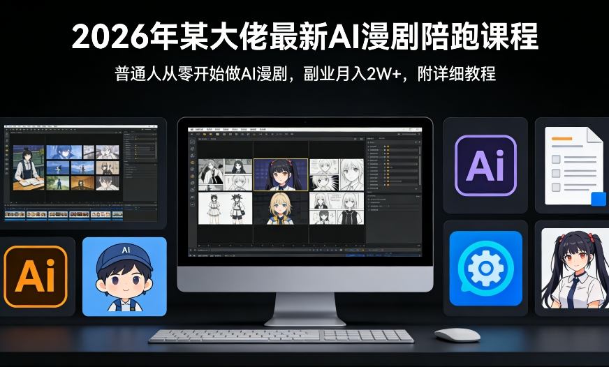 26年某大佬最新Ai漫剧陪跑课程，普通人从零开始做AI漫剧，副业月入2W+-佳佳云创网