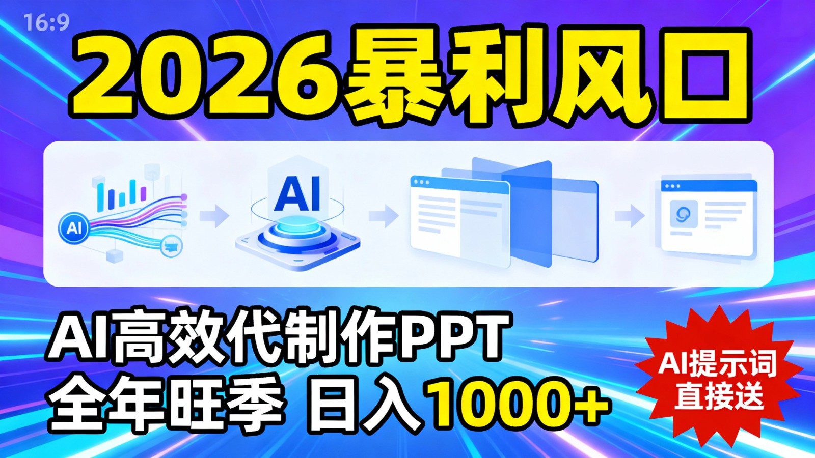 2026暴利！用AI高效代制作 PPT，全年旺季，日入 1000+，提示词直接送！-佳佳云创网