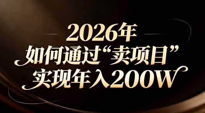 （17309期）站在2026年的十字路口：一个普通人如何通过卖项目实现年入200万-佳佳云创网