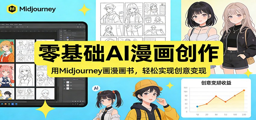零基础AI漫画创作：用Midjourney画漫画书，轻松实现创意变现-佳佳云创网