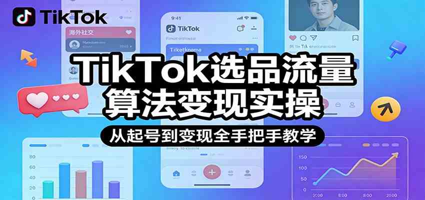 TikTok选品流量算法变现实操，从起号到变现全手把手教学-佳佳云创网