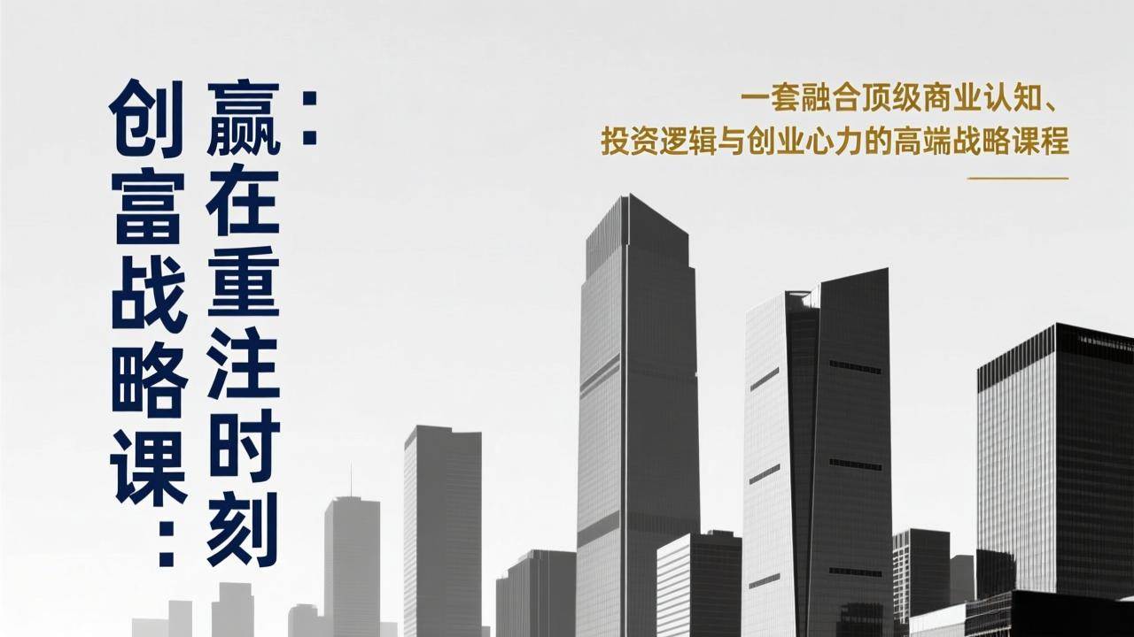 （17337期）《创富战略课：赢在重注时刻》一套融合顶级商业认知、投资逻辑与创业心力的高端战略课程-佳佳云创网