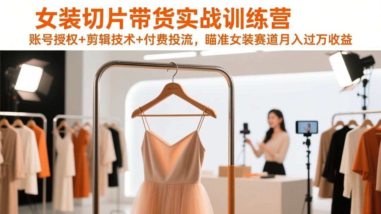 （17357期）女装切片带货实战训练营，账号授权+剪辑技术+付费投流，瞄准女装赛道月入过万收益-佳佳云创网