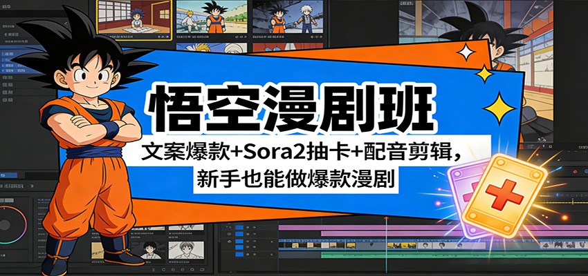 悟空漫剧班：文案爆款+Sora2抽卡+配音剪辑，新手也能做爆款漫剧-佳佳云创网