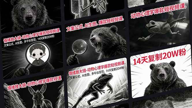 （17376期）情绪放大镜-动物心理学爆款短视频课，文案公式、AI生图、多平台变现，14天复制20W粉-佳佳云创网