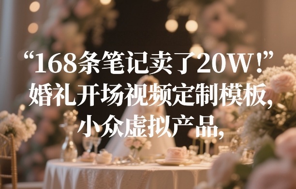 168条笔记卖了20W！婚礼开场视频定制模板，小众虚拟产品-佳佳云创网