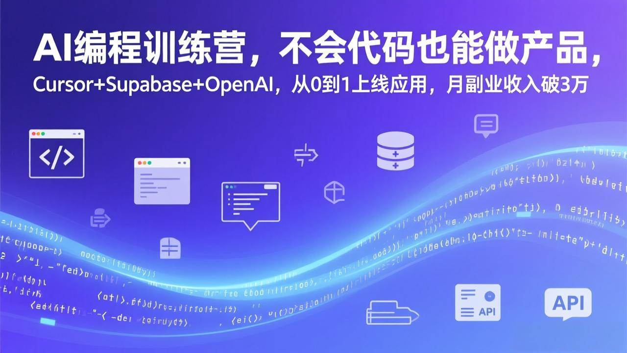 （17388期）AI编程训练营，不会代码也能做产品，Cursor+Supabase+OpenAI，从0到1上线应用，月副业收入破3万-佳佳云创网