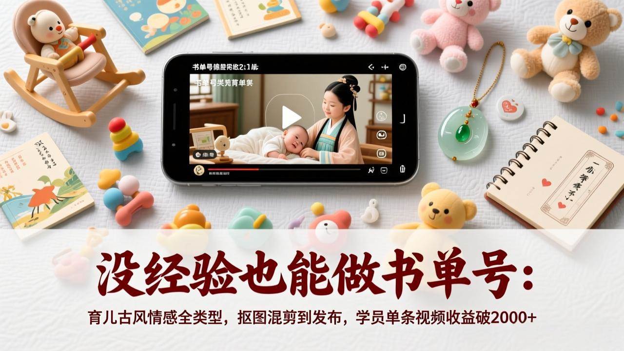 （17389期）没经验也能做书单号：育儿古风情感全类型，抠图混剪到发布，学员单条视频收益破2000+-佳佳云创网