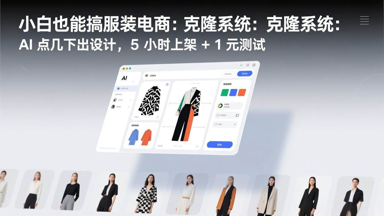 （17411期）小白也能搞服装电商：克隆系统：AI 点几下出设计，5 小时上架 + 1 元测试-佳佳云创网