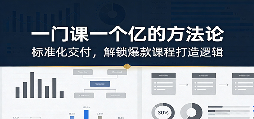 一门课一个亿的方法论：标准化交付，解锁爆款课程打造逻辑-佳佳云创网