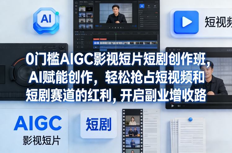 0门槛AIGC影视短片短剧创作班，AI赋能创作，轻松抢占短视频和短剧赛道的红利，开启副业增收路-佳佳云创网