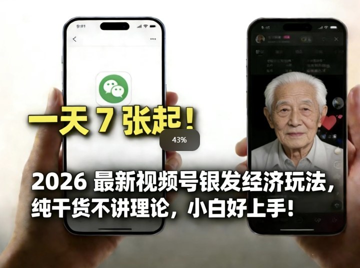 2026最新视频号银发经济玩法，轻松每天7张起，小白也可做-佳佳云创网