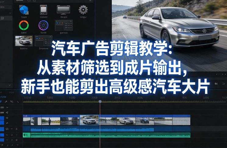 汽车广告剪辑教学：从素材筛选到成片输出，新手也能剪出高级感汽车大片-佳佳云创网
