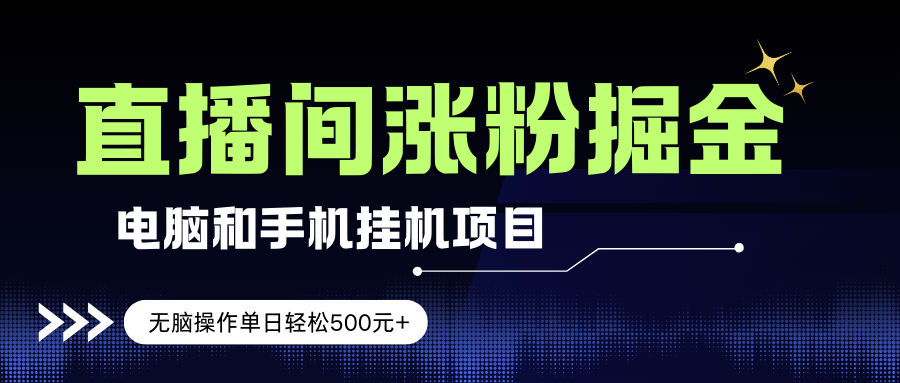 （17441期）电脑或手机直播涨粉挂机项目，单日轻松500元+，新手小白无脑操作，非常简单-佳佳云创网
