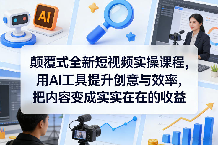 颠覆式全新短视频实操课程，用AI工具提升创意与效率，把内容变成实实在在的收益-佳佳云创网