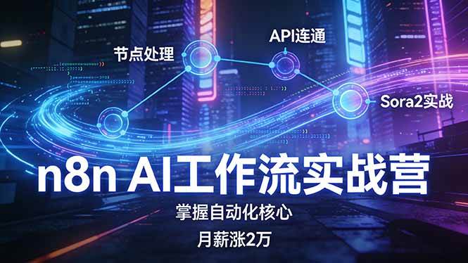 （17458期）n8n AI工作流实战营，节点处理+API连通+Sora2实战，掌握自动化核心月薪涨2万-佳佳云创网