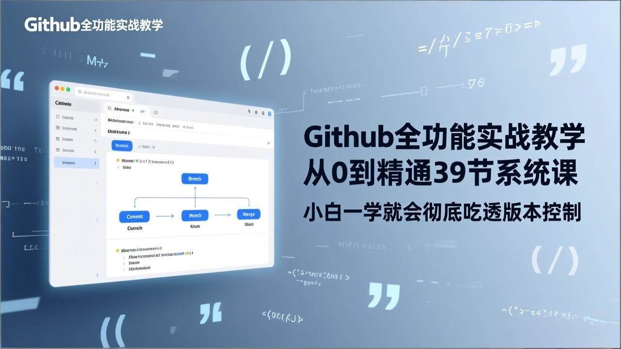 （17501期）GitHub-全功能实战教学，从0到精通39节系统课，小白一学就会彻底吃透版本控制-佳佳云创网