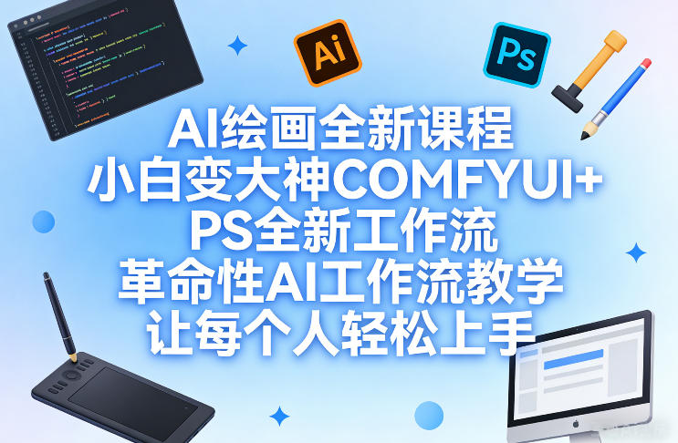 AI绘画全新课程，小白变大神COMFYUI+PS全新工作流，革命性AI工作流教学，让每个人轻松上手-佳佳云创网