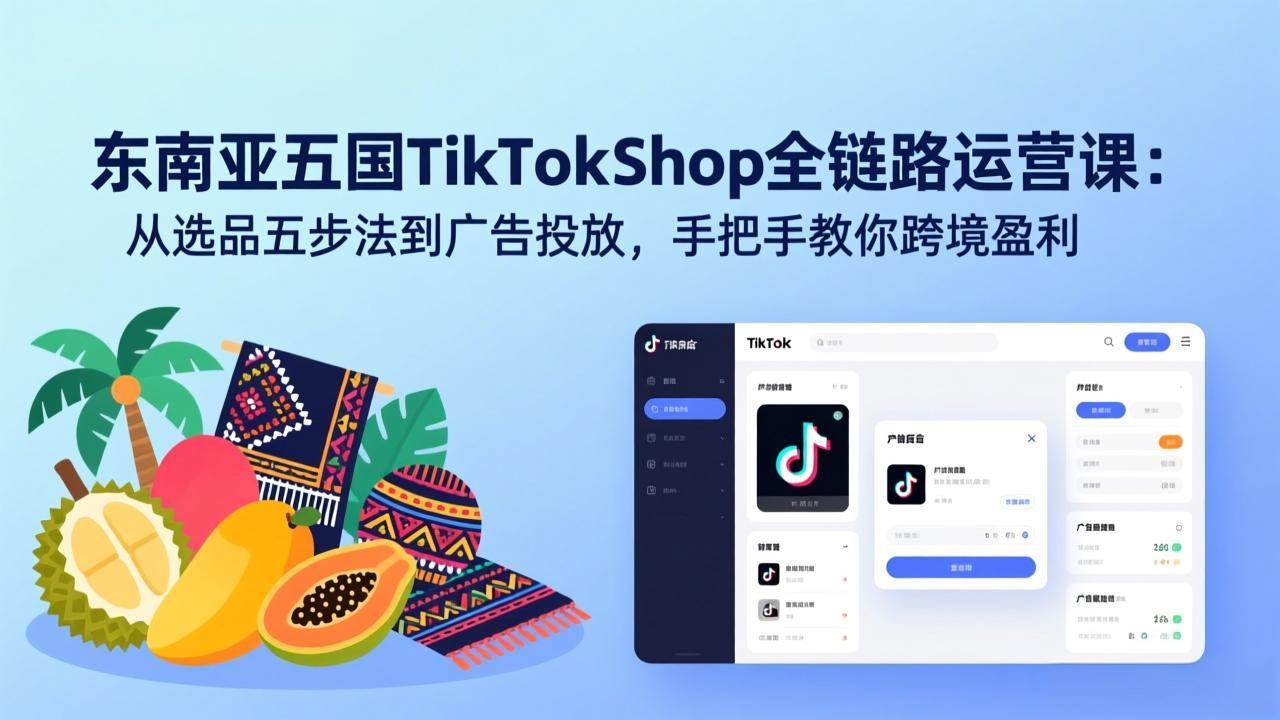 （17511期）东南亚五国TikTok Shop全链路运营课：从选品五步法到广告投放，手把手教你跨境盈利-佳佳云创网