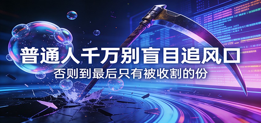 付费文章《通人千万别盲目追风口》否则到最后只有被收割的份-佳佳云创网