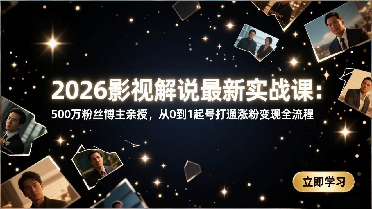 （17530期）2026影视解说最新实战课：500万粉丝博主亲授，从0到1起号打通涨粉变现全流程-佳佳云创网