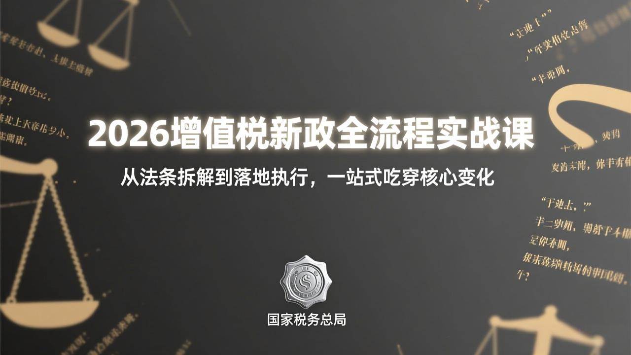 （17529期）2026增值税新政全流程实战课：从法条拆解到落地执行，一站式吃透核心变化-佳佳云创网