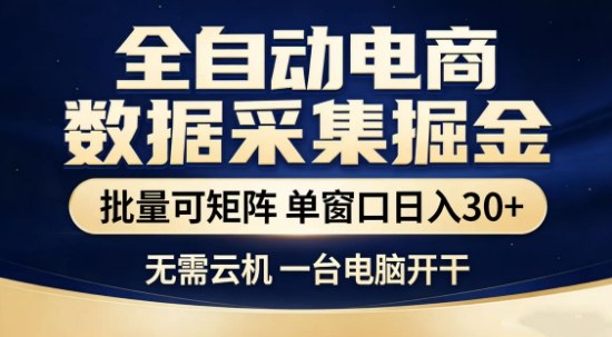 独家电商数据全自动采集项目，批量可矩阵，单窗口轻松日入3张+【揭秘】-佳佳云创网