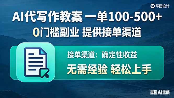 （17538期）AI代写作教案，一单100-500+，提供接单渠道，0门槛副业！-佳佳云创网