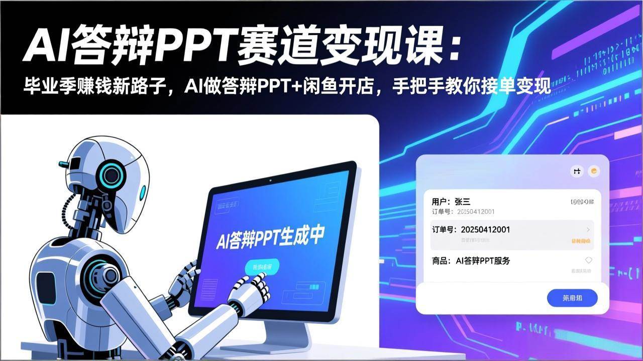 （17546期）AI答辩PPT赛道变现课：毕业季赚钱新路子，AI做答辩PPT+闲鱼开店，手把手教你接单变现-佳佳云创网