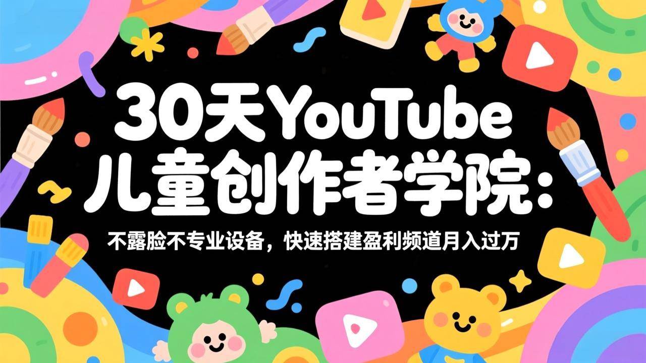 （17554期）30天YouTube儿童创作者学院：不露脸不专业设备，快速搭建盈利频道月入过万-佳佳云创网