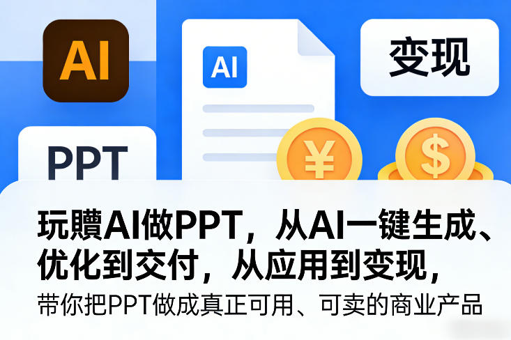 玩賺AI做PPT，从AI一键生成、优化到交付，从应用到变现，带你把PPT做成真正可用、可卖的商业产品-佳佳云创网