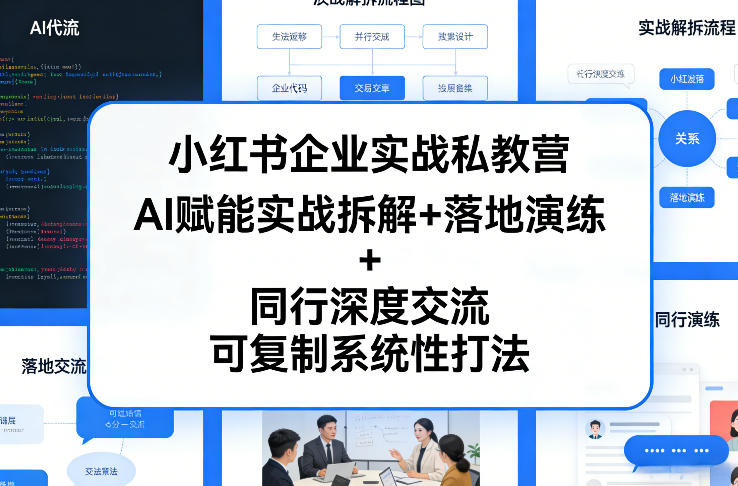 小红书企业实战私教营，AI赋能实战拆解+落地演练+同行深度交流，可复制系统性打法-佳佳云创网