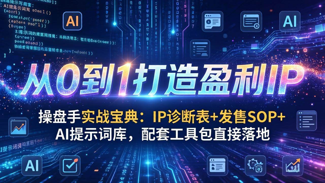 （17593期）操盘手实战宝典：IP诊断表+发售SOP+AI提示词库，配套工具包直接落地，从0到1打造盈利IP-佳佳云创网