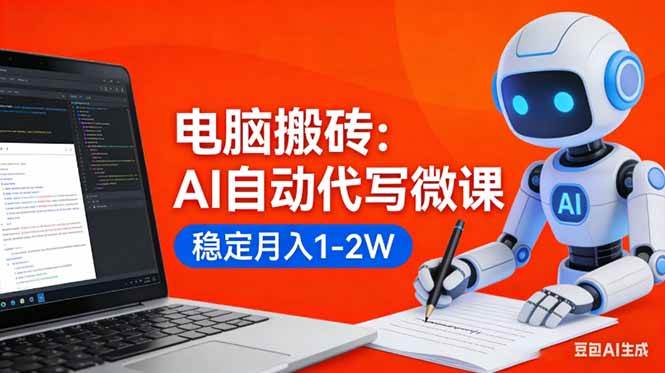 （17582期）电脑搬砖：AI自动代写微课，稳定月入1-2W，提供接单渠道，0门槛小白可做！-佳佳云创网