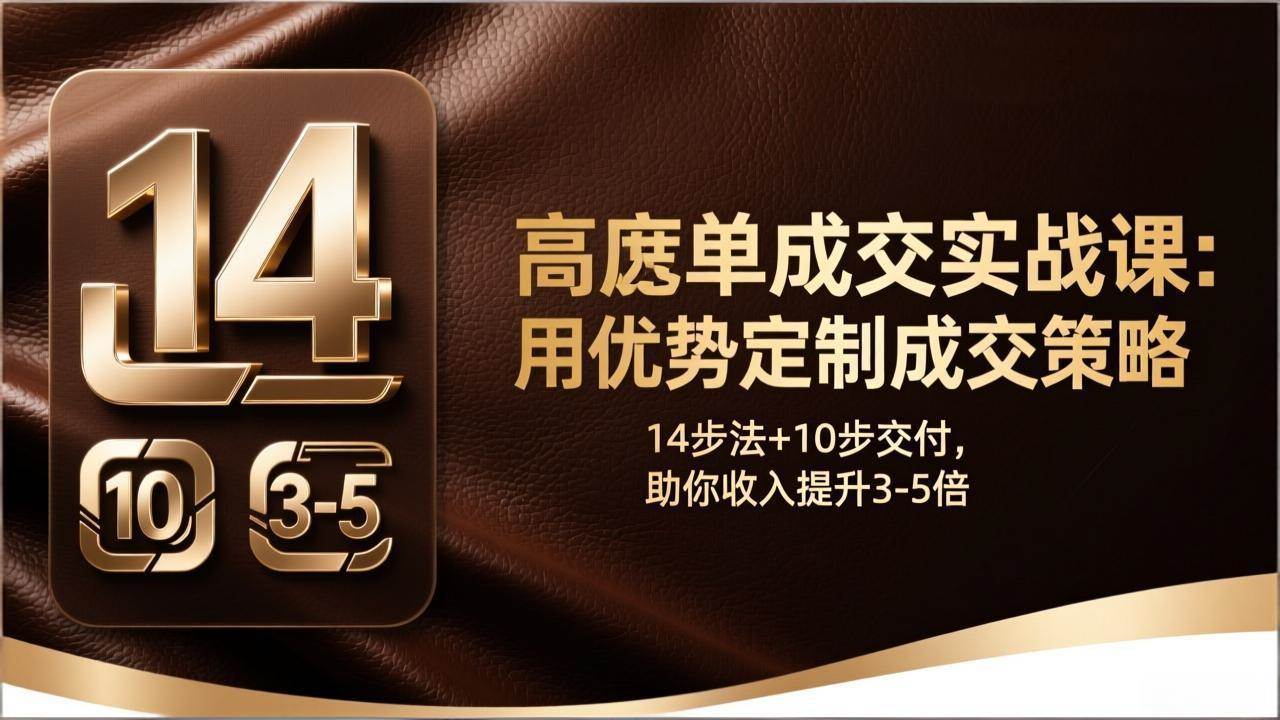（17572期）高客单成交实战课：用优势定制成交策略，14步法+10步交付，助你收入提升3-5倍-佳佳云创网