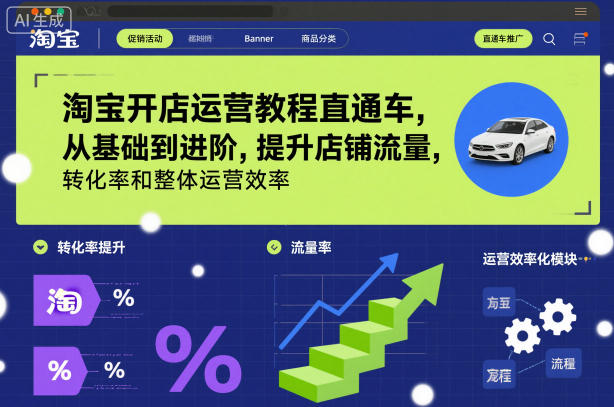 淘宝开店运营教程直通车，从基础到进阶，提升店铺流量，转化率和整体运营效率（更新26年3月）-佳佳云创网