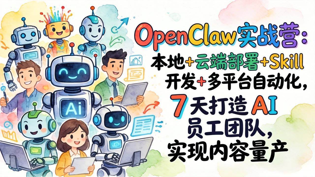 （17626期）OpenClaw实战营：本地+云端部署+Skill开发+多平台自动化，7 天打造 AI 员工团队，实现内容量产-佳佳云创网