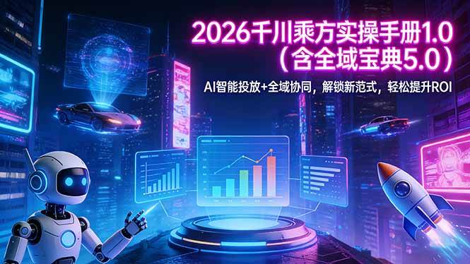 （17625期）2026 千川乘方实操手册 1.0（含全域宝典 5.0）AI 智能投放+全域协同，解锁新范式，轻松提升ROI-佳佳云创网