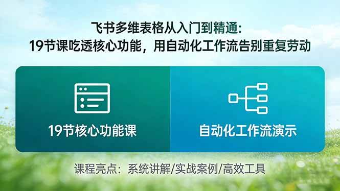 （17634期）飞书多维表格从入门到精通：19节课吃透核心功能，用自动化工作流告别重复劳动-佳佳云创网