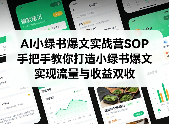 AI小绿书爆文实战营SOP，手把手教你打造小绿书爆文，实现流量与收益双收-佳佳云创网