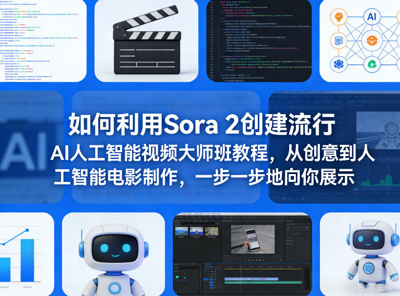 如何利用Sora 2创建流行AI人工智能视频大师班教程，从创意到人工智能电影制作，一步一步地向你展示-佳佳云创网