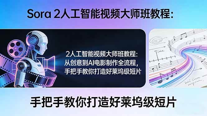 （17688期）Sora 2人工智能视频大师班教程：从创意到AI电影制作全流程，手把手教你打造好莱坞级短片-佳佳云创网