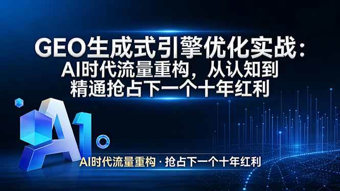 （17708期）GEO 生成式引擎优化实战：AI时代流量重构，从认知到精通抢占下一个十年红利-佳佳云创网