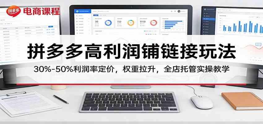拼多多高利润铺链接玩法：30%–50%利润率定价，权重拉升，全店托管实操教学-佳佳云创网