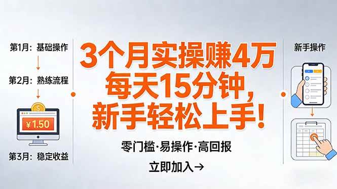 （17748期）我3 个月实操赚了 4 万 ，每天操作15分钟，新手也能轻松上手！-佳佳云创网