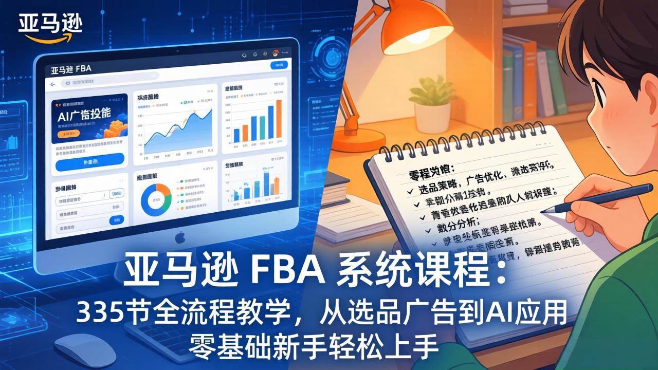 （17744期）亚马逊 FBA 系统课程（更新26年3月）335节全流程教学，从选品广告到AI应用，零基础新手轻松上手-佳佳云创网