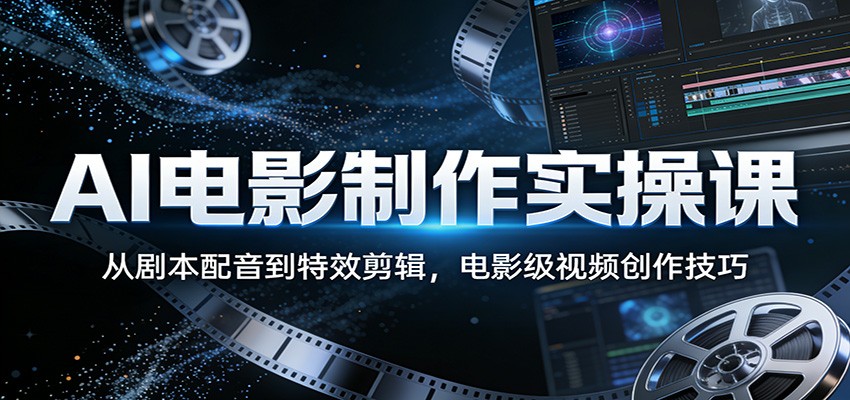 AI电影制作实操课：从剧本配音到特效剪辑，电影级视频创作技巧-佳佳云创网