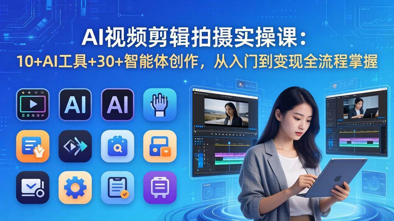 （17818期）AI 视频剪辑拍摄实操课：10+AI工具+30+智能体创作，从入门到变现全流程掌握-佳佳云创网
