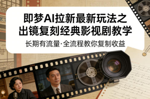 即梦AI拉新最新玩法之出镜复刻经典影视剧教学，长期有流量，全流程教你复制收益-佳佳云创网